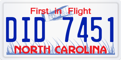 NC license plate DID7451