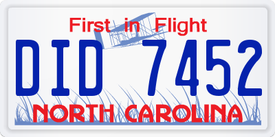 NC license plate DID7452