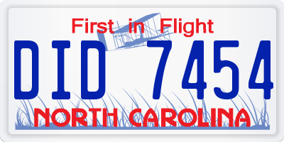 NC license plate DID7454