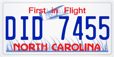 NC license plate DID7455