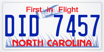 NC license plate DID7457
