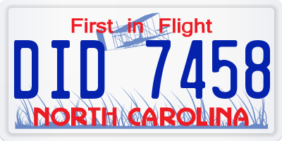 NC license plate DID7458