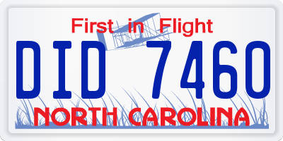 NC license plate DID7460