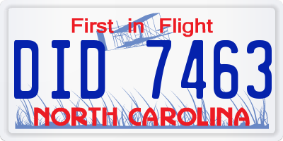 NC license plate DID7463