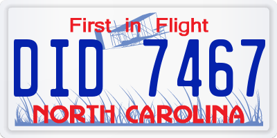 NC license plate DID7467