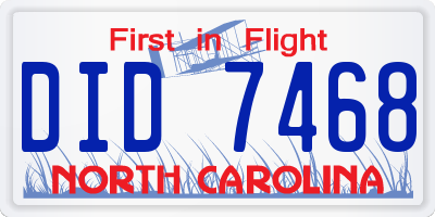 NC license plate DID7468