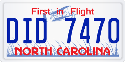 NC license plate DID7470