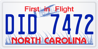 NC license plate DID7472