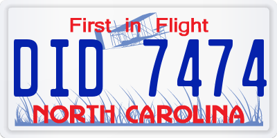 NC license plate DID7474