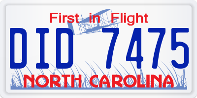 NC license plate DID7475