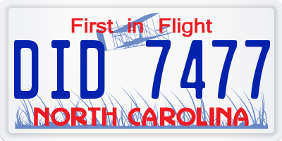 NC license plate DID7477