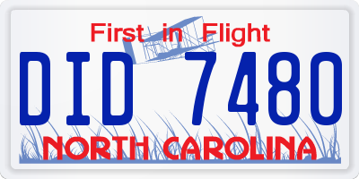 NC license plate DID7480