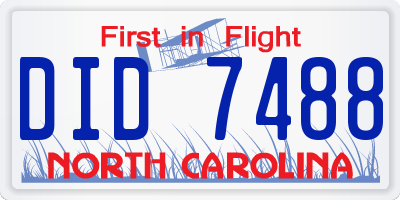 NC license plate DID7488