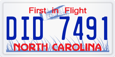 NC license plate DID7491
