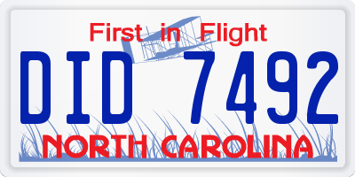 NC license plate DID7492