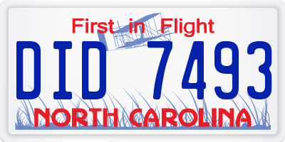 NC license plate DID7493