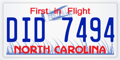 NC license plate DID7494