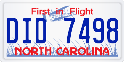 NC license plate DID7498