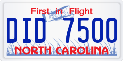 NC license plate DID7500