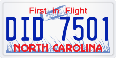 NC license plate DID7501