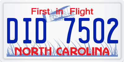 NC license plate DID7502