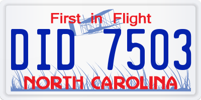 NC license plate DID7503