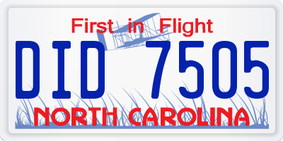 NC license plate DID7505