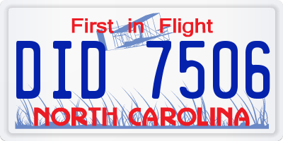 NC license plate DID7506