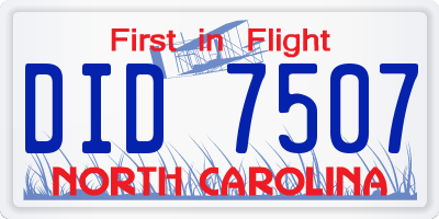 NC license plate DID7507