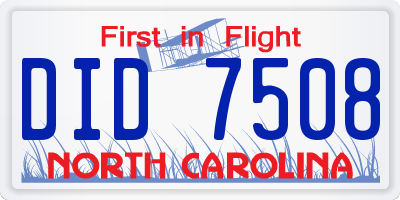 NC license plate DID7508