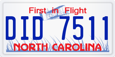 NC license plate DID7511