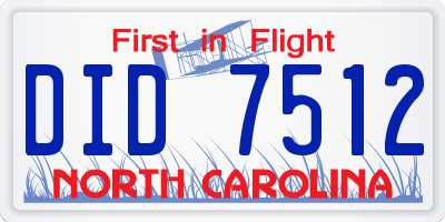 NC license plate DID7512