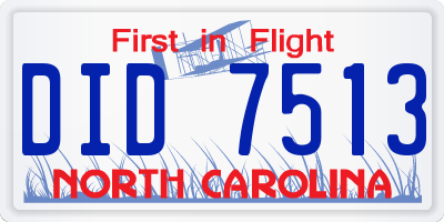 NC license plate DID7513