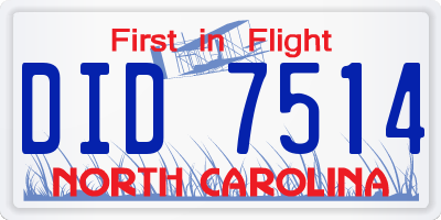NC license plate DID7514