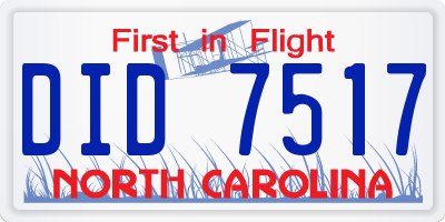 NC license plate DID7517
