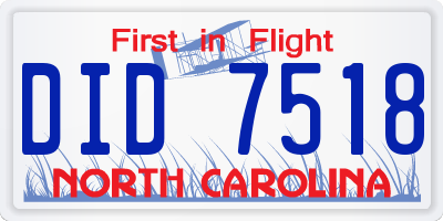 NC license plate DID7518