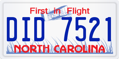 NC license plate DID7521