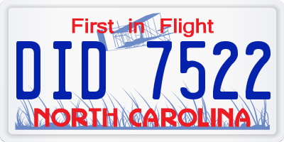 NC license plate DID7522