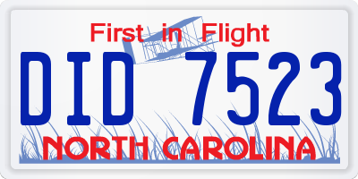 NC license plate DID7523