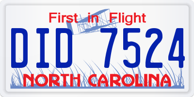 NC license plate DID7524