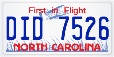 NC license plate DID7526