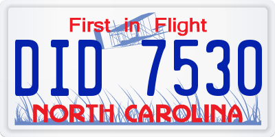 NC license plate DID7530