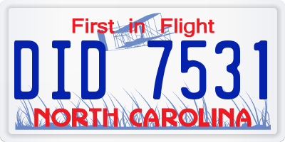 NC license plate DID7531
