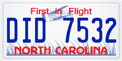 NC license plate DID7532