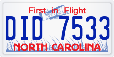 NC license plate DID7533