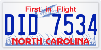 NC license plate DID7534