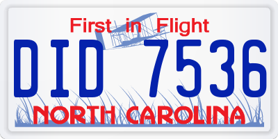 NC license plate DID7536
