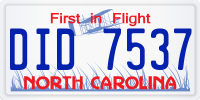 NC license plate DID7537