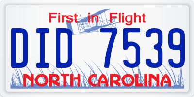 NC license plate DID7539