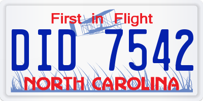 NC license plate DID7542